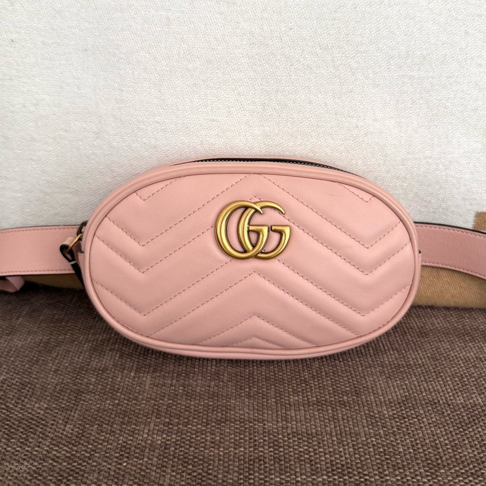 Authentic Gucci GG Marmont Matelassé Leather Belt Bag Waist bag light pink - Picture 3 of 16